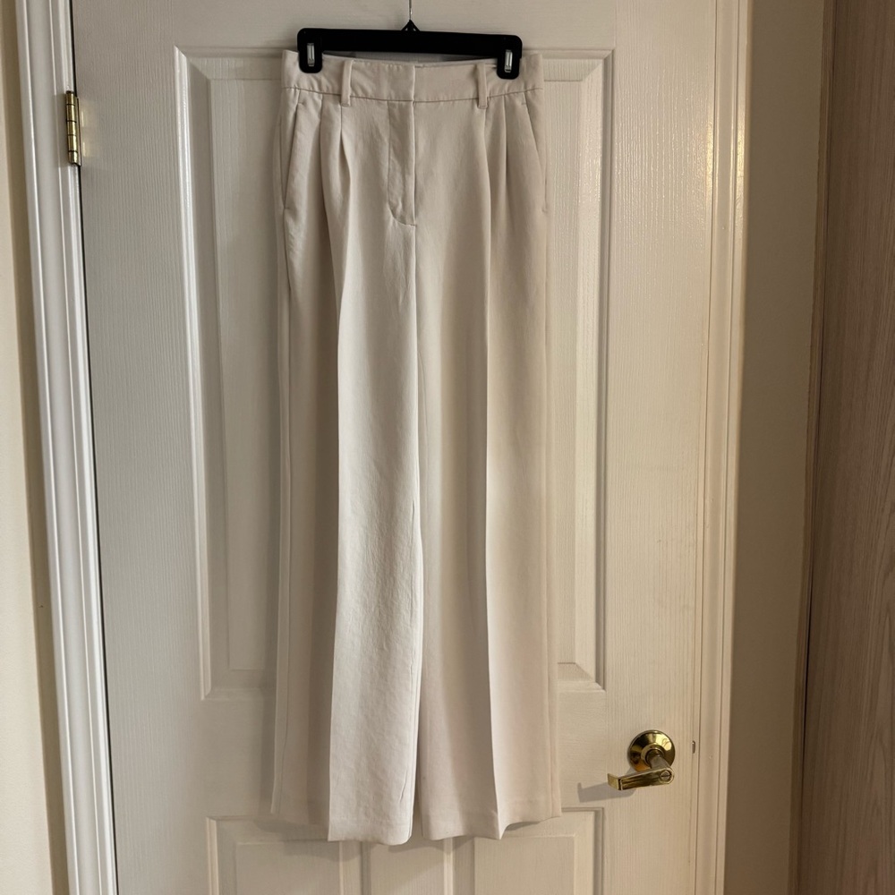 Aritzia Wilfred Effortless Pants Trousers Light Birch Ivory Cream Size 4